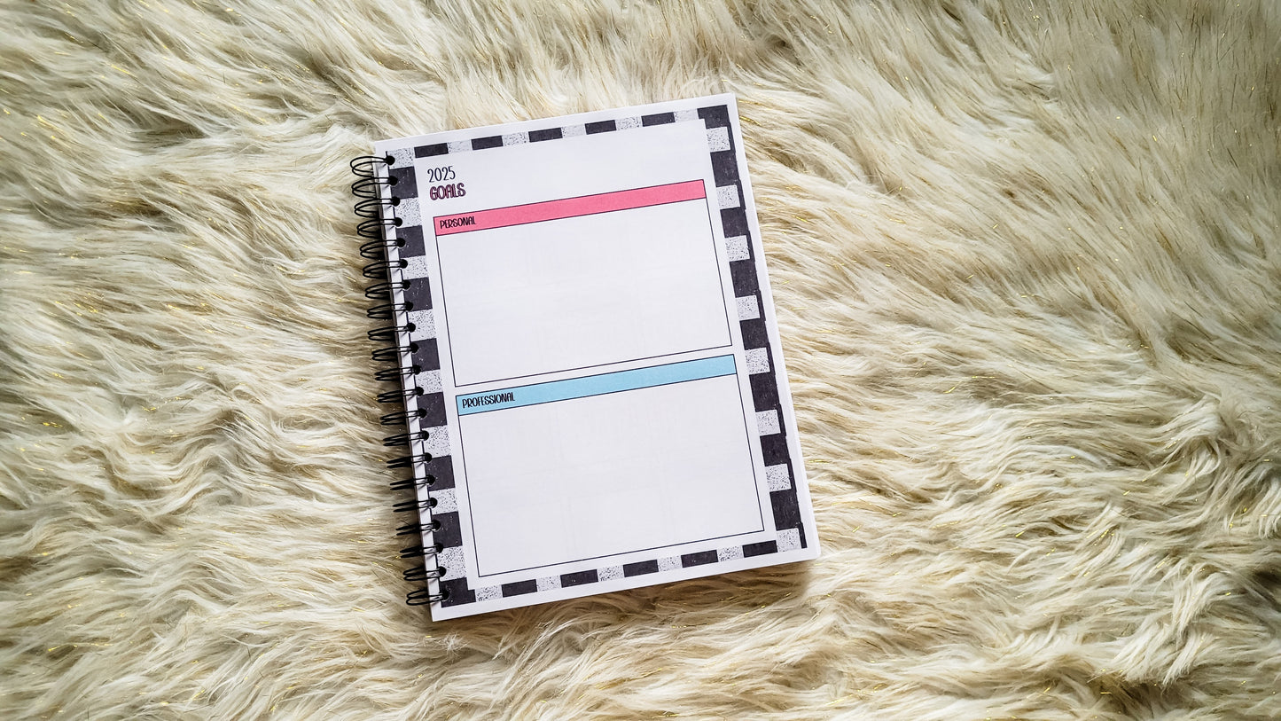 Checkered teacher vibes planner