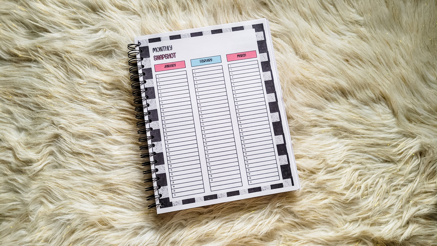 Checkered teacher vibes planner