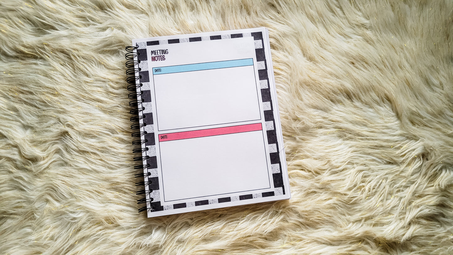 Checkered teacher vibes planner