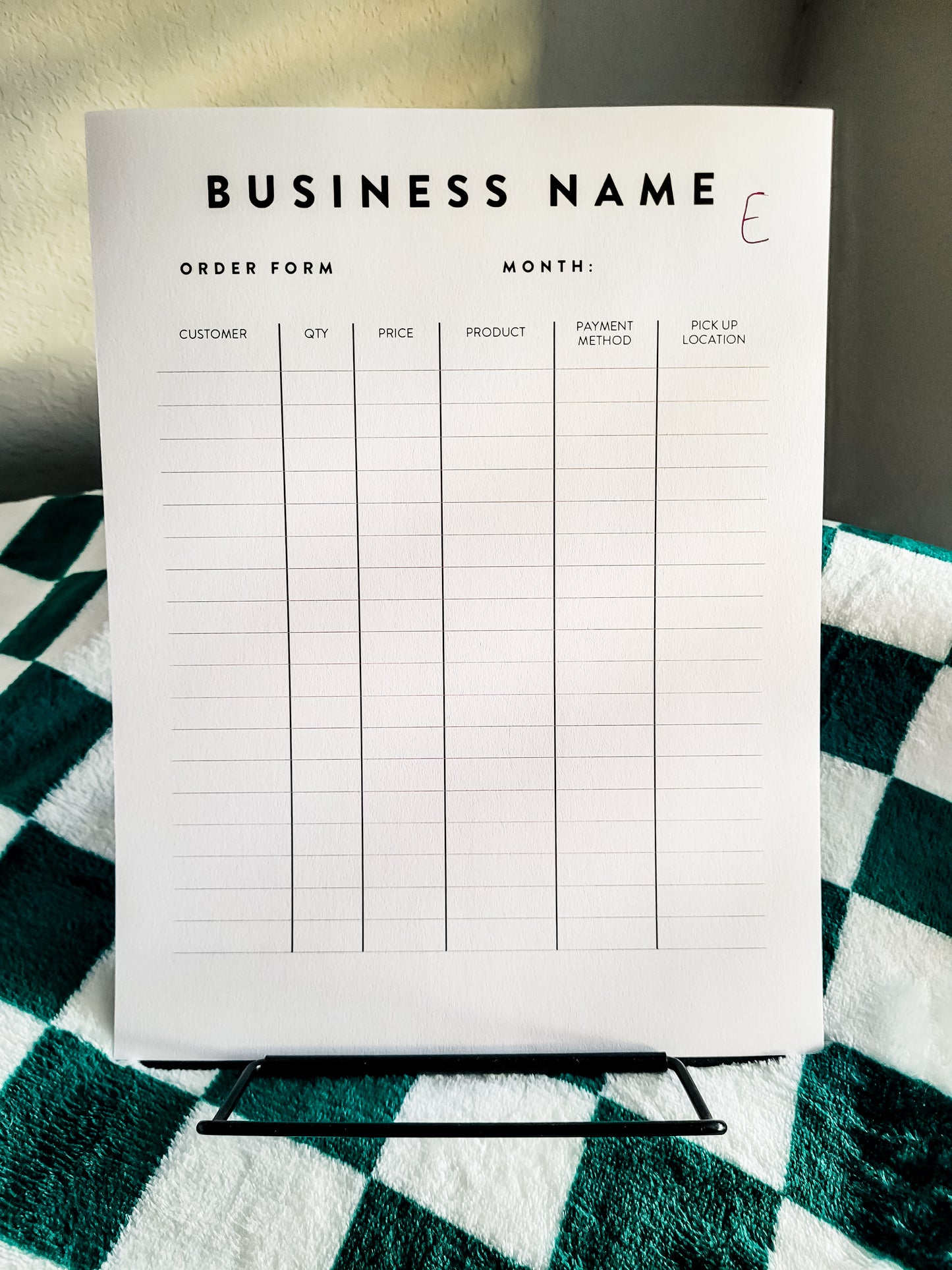 Custom Order Form Log