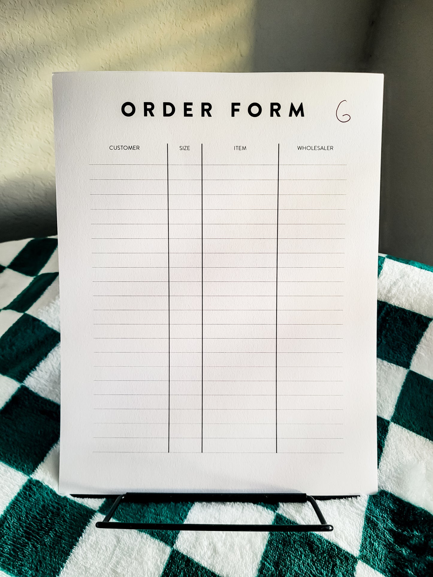 Custom Order Form Log
