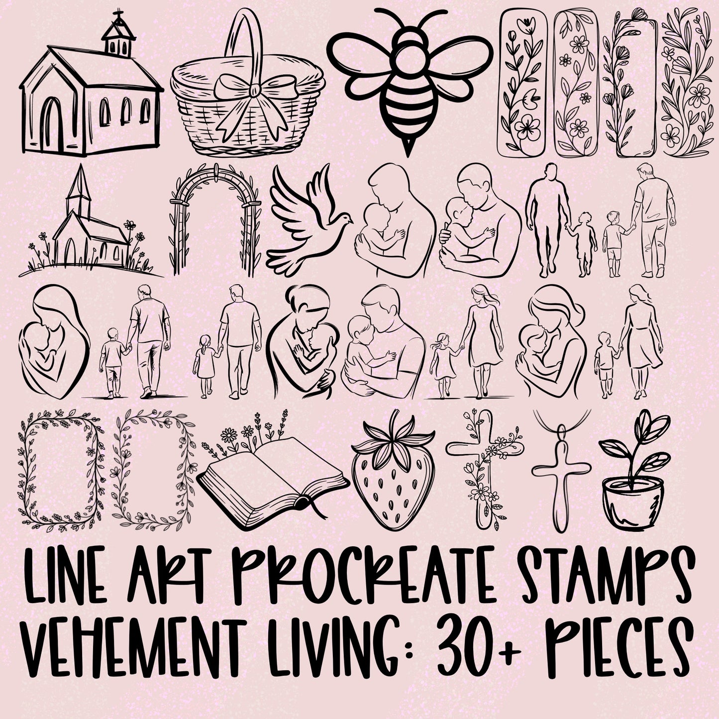 April 2026 Lineart PNG + Stamps