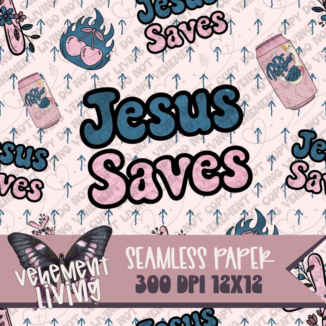 Jesus Saves Seamless Pattern