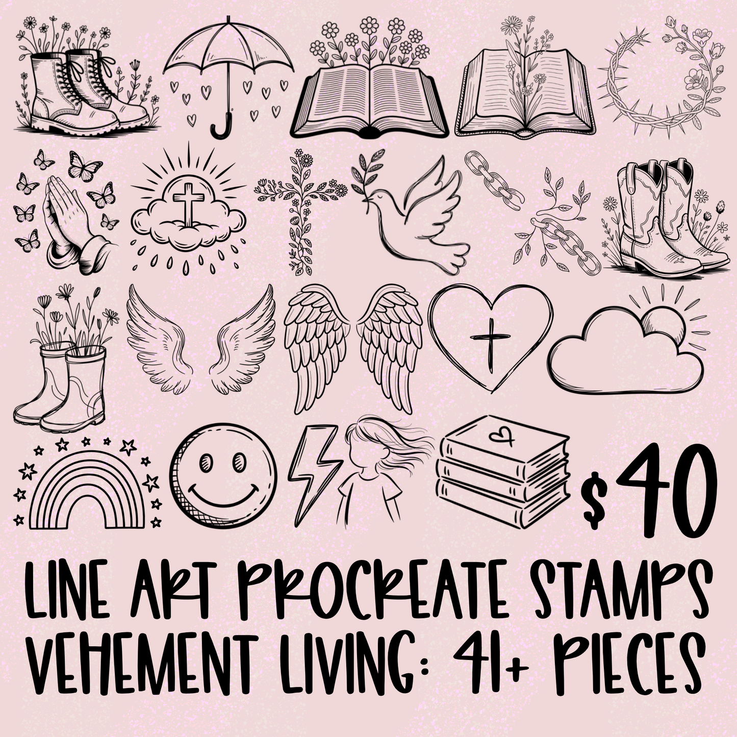 March Lineart PNG + Stamps