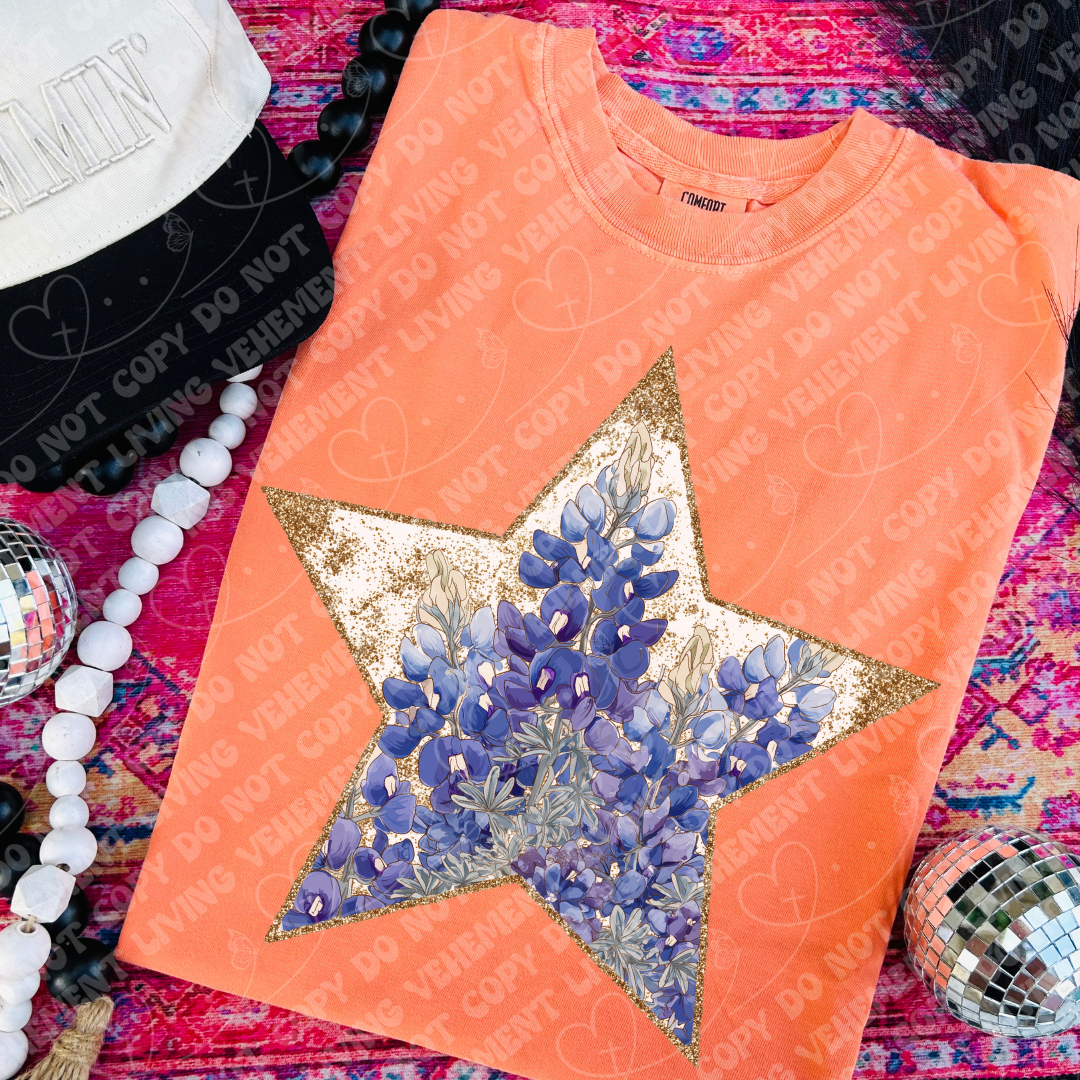 Star with Bluebonnets V2 digital design | clipart