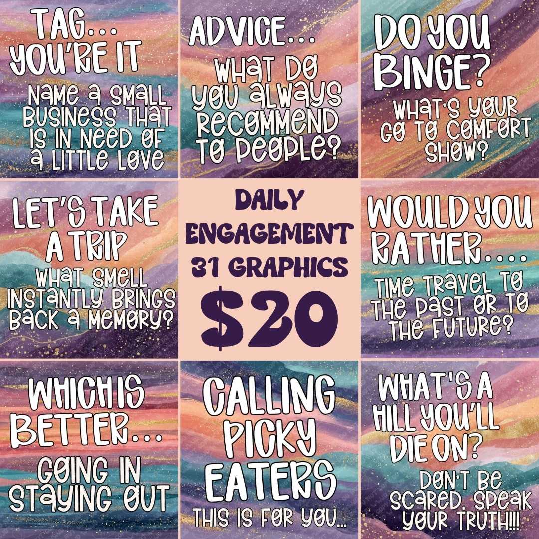 August Daily Engagement Pack | 31 Social Media Graphics
