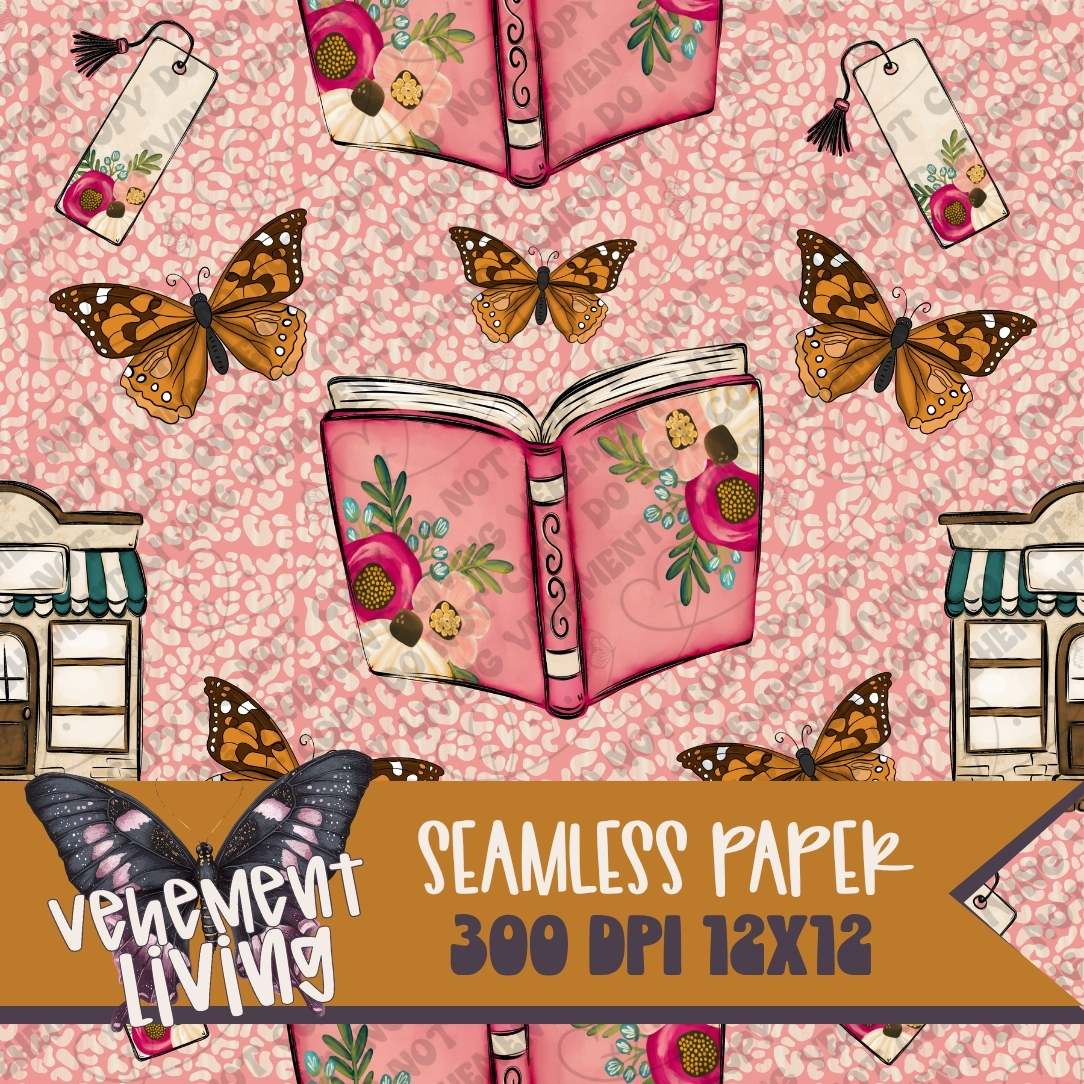 Books & Butterflies Seamless Paper