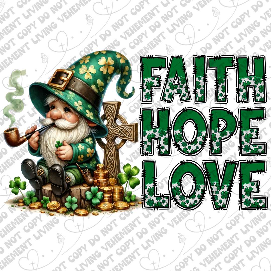 Faith Hope Love Gnome digital design