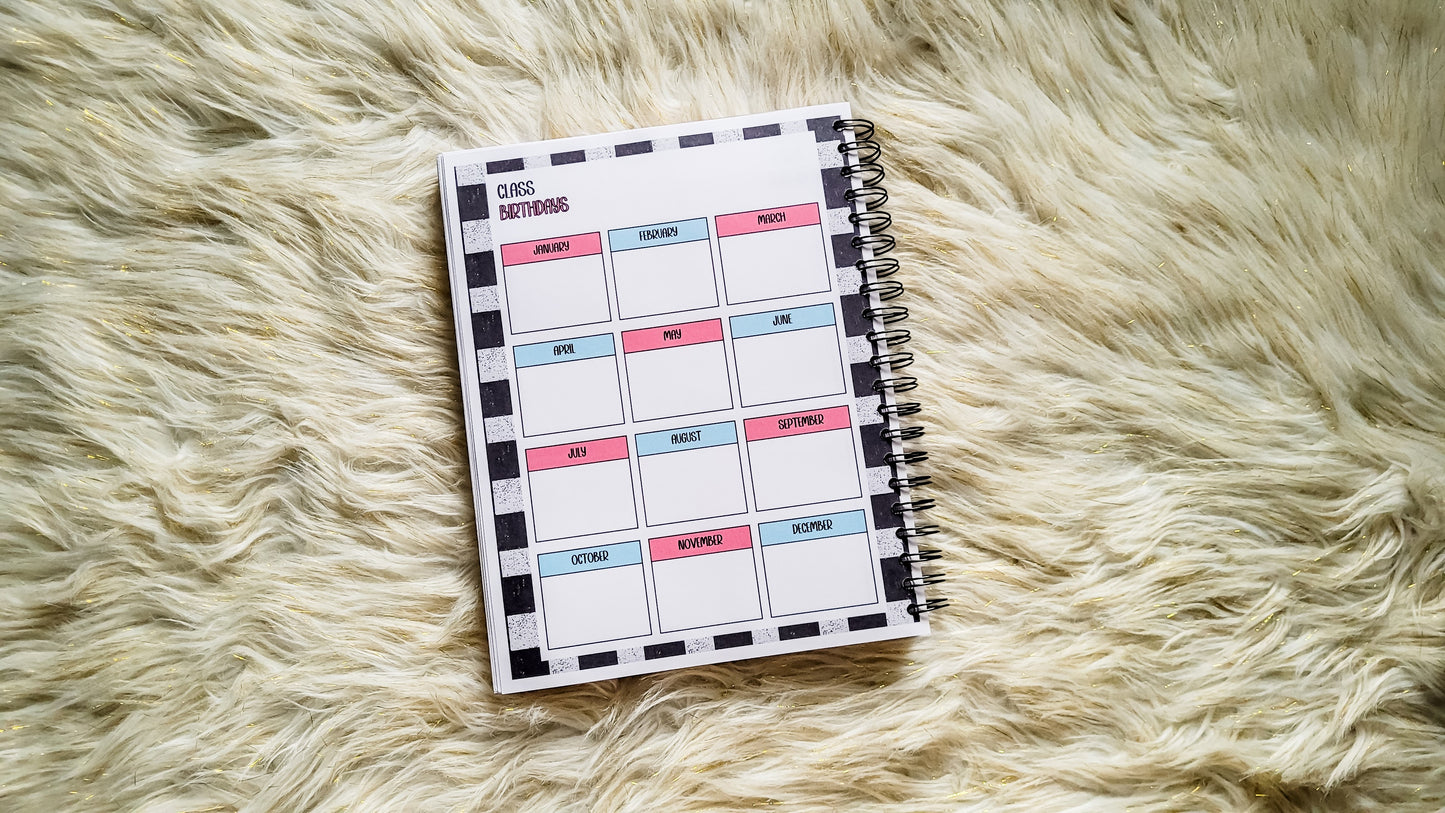 Checkered teacher vibes planner