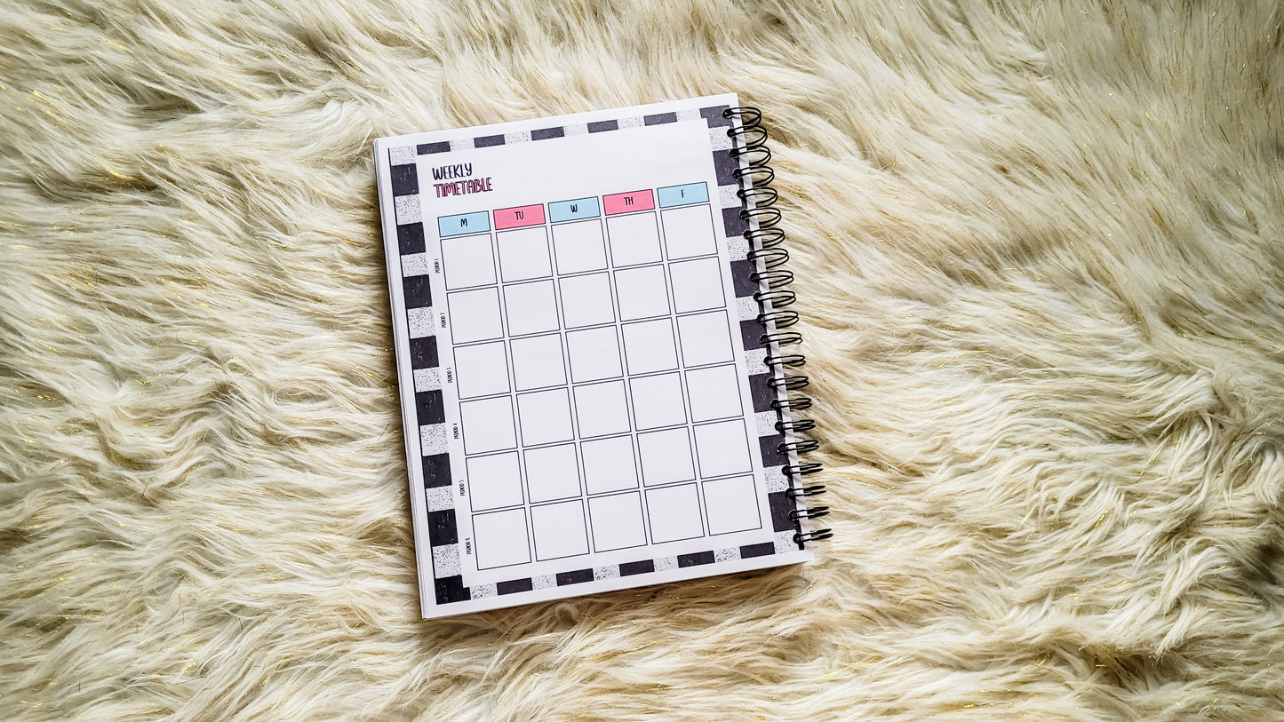 Checkered teacher vibes planner