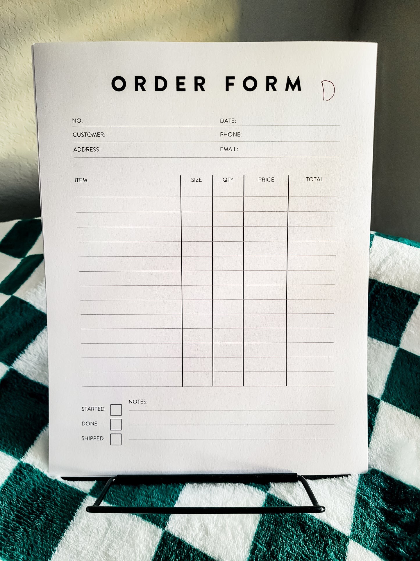 Custom Order Form Log
