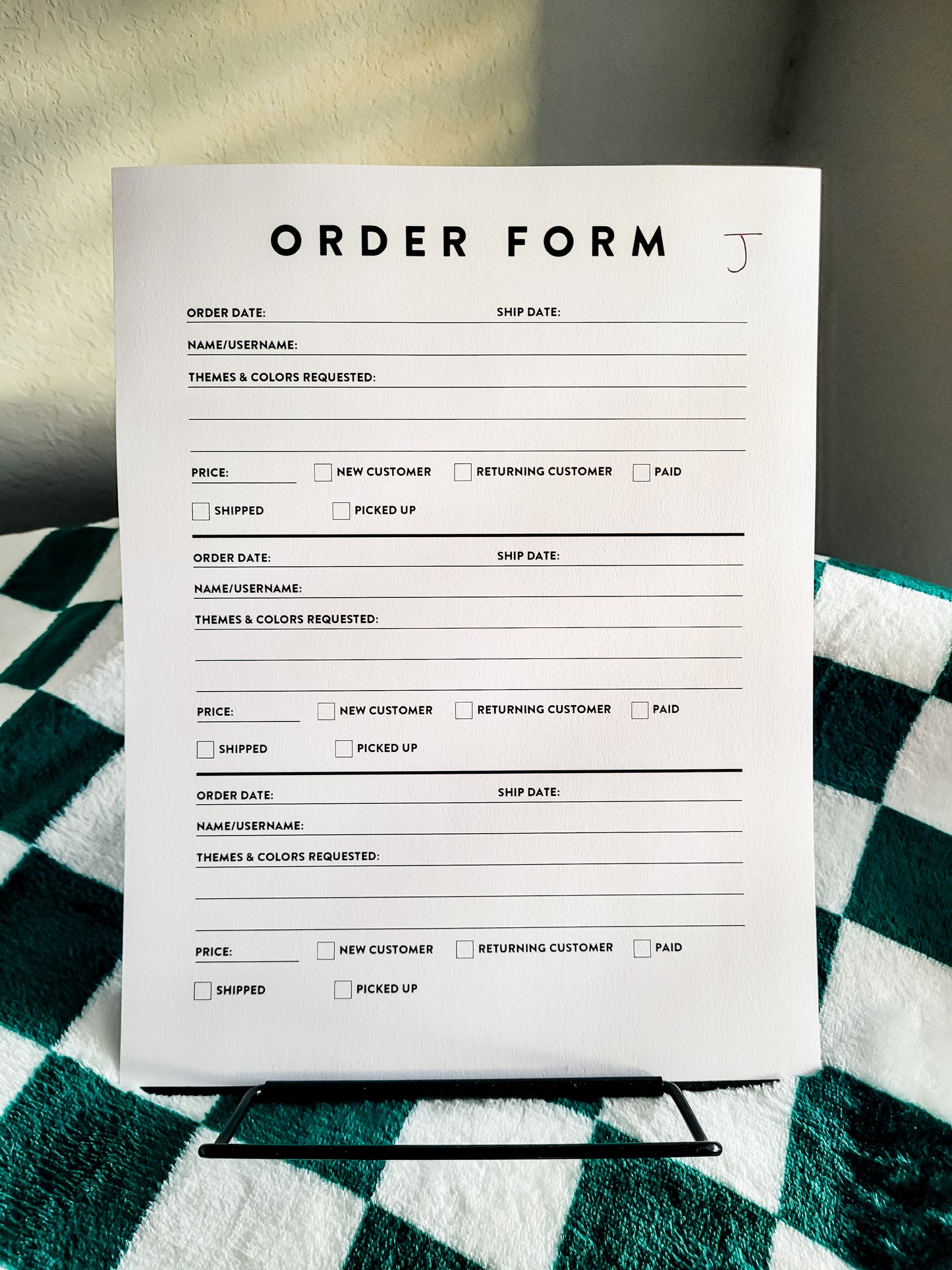 Custom Order Form Log