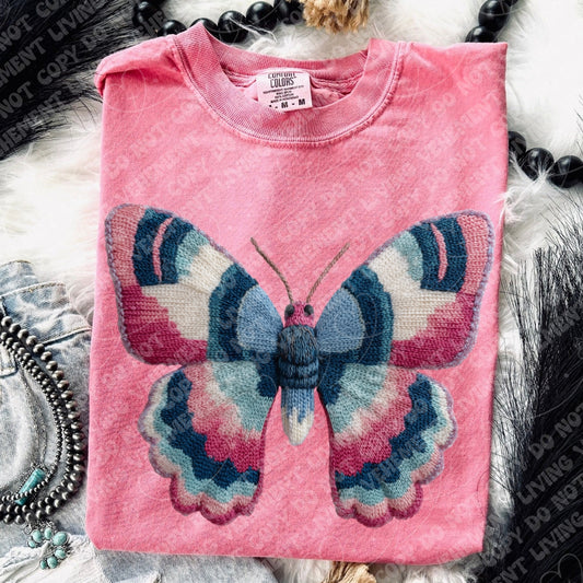 Yarn Pink and Blue Butterfly digital design