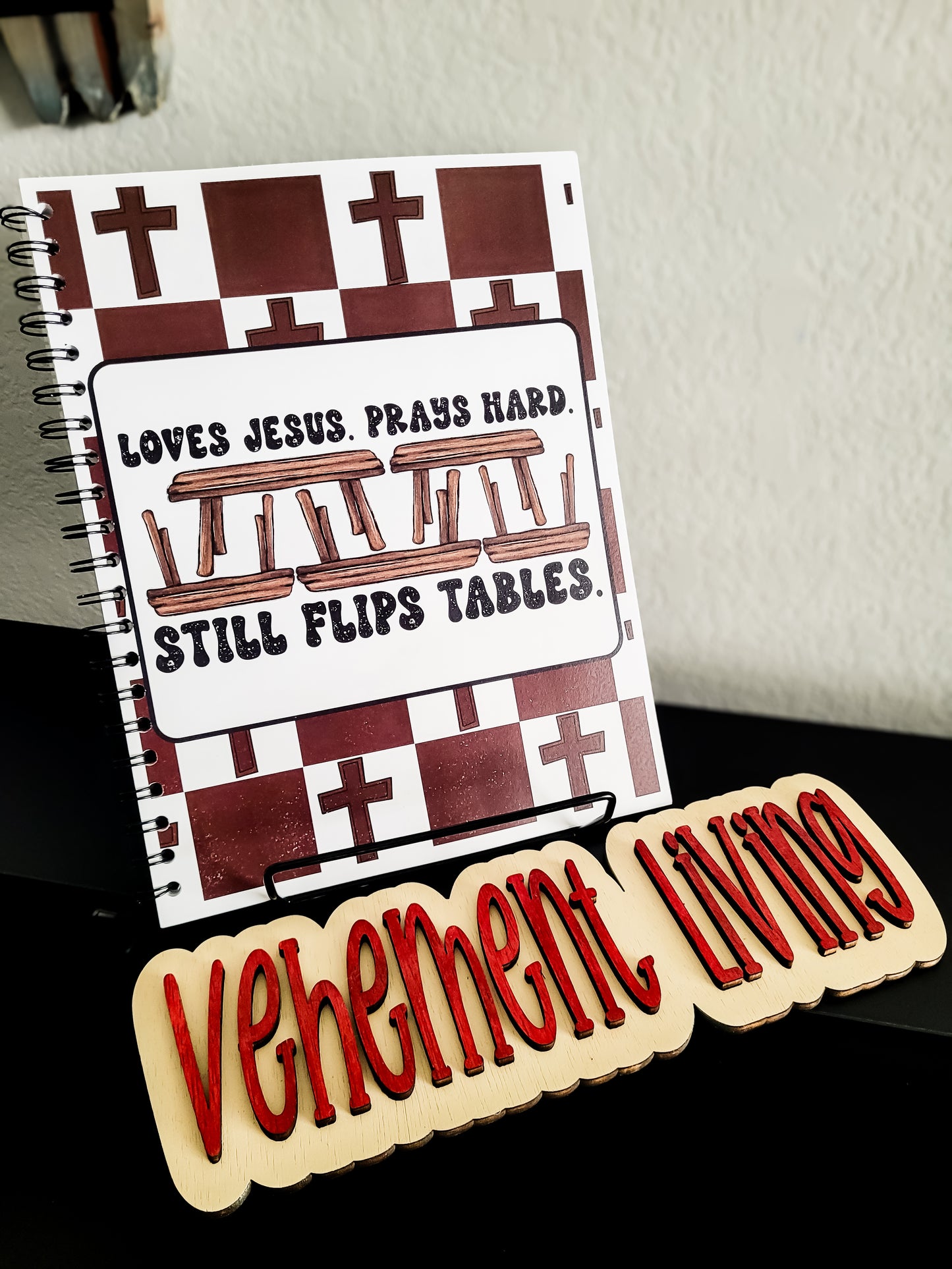 Loves Jesus Prays Hard Flips Tables Notebook