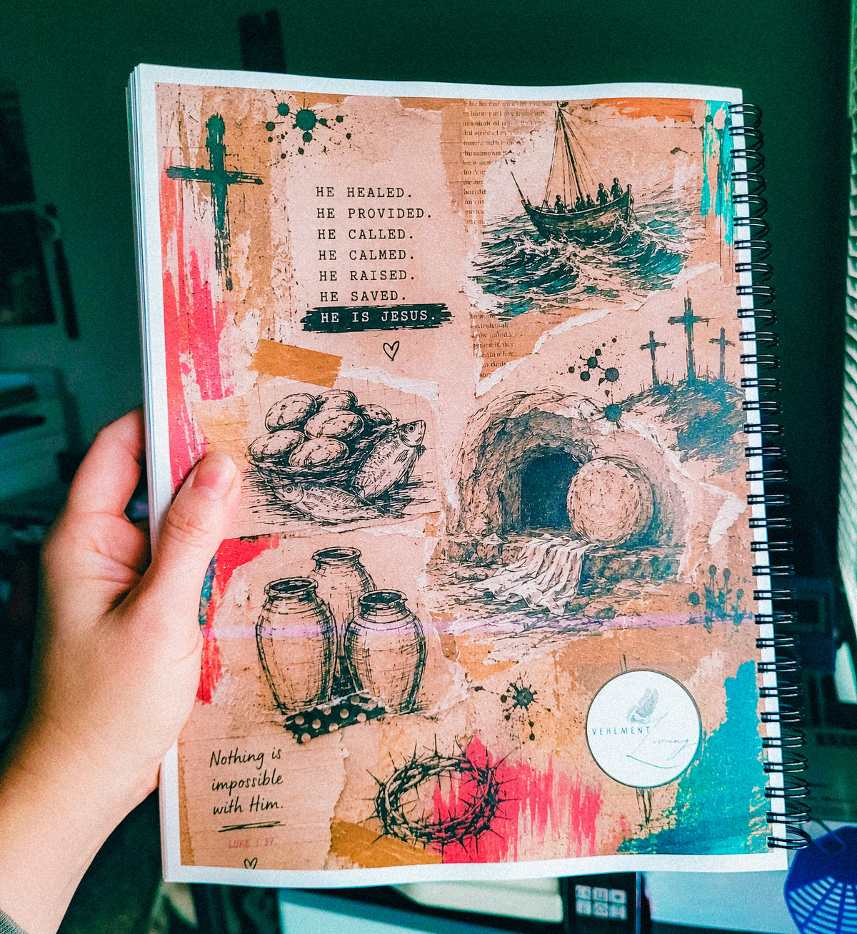 Back cover of the JESUS spiral-bound Bible, Volume 1 of the Vehement Living Bible Collection