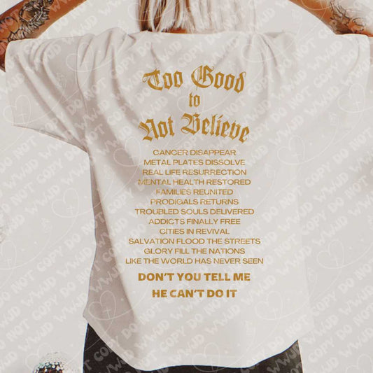 Too Good to Not Believe digital design