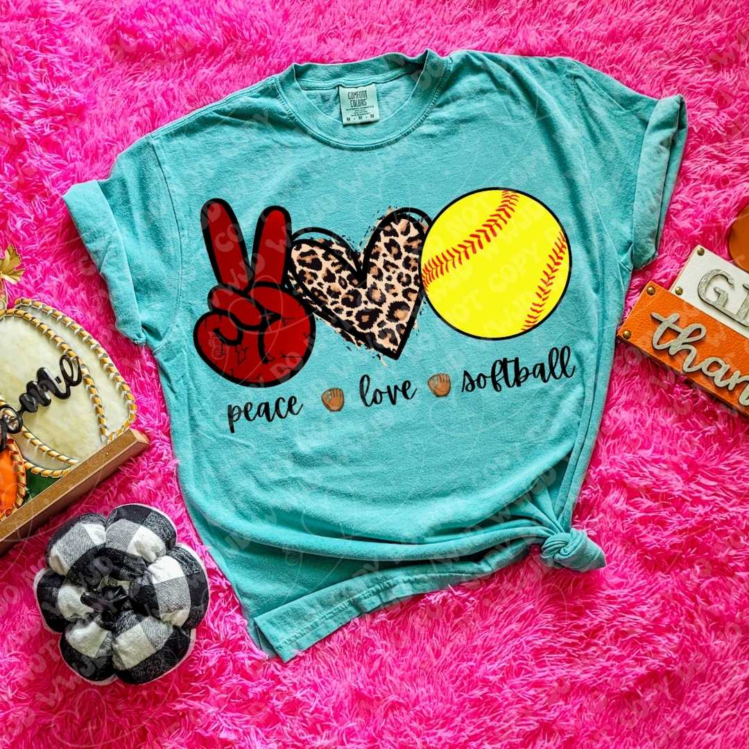Peace Love Softball digital design