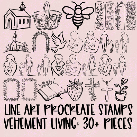 April 2026 Lineart PNG + Stamps