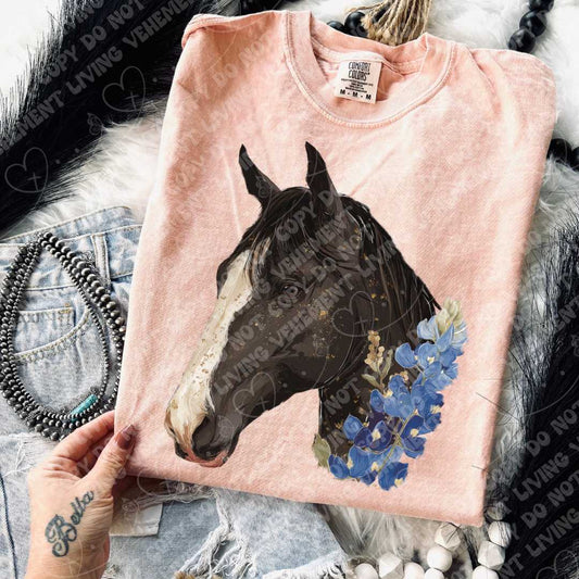 Black Horse Bluebonnets digital design | clipart