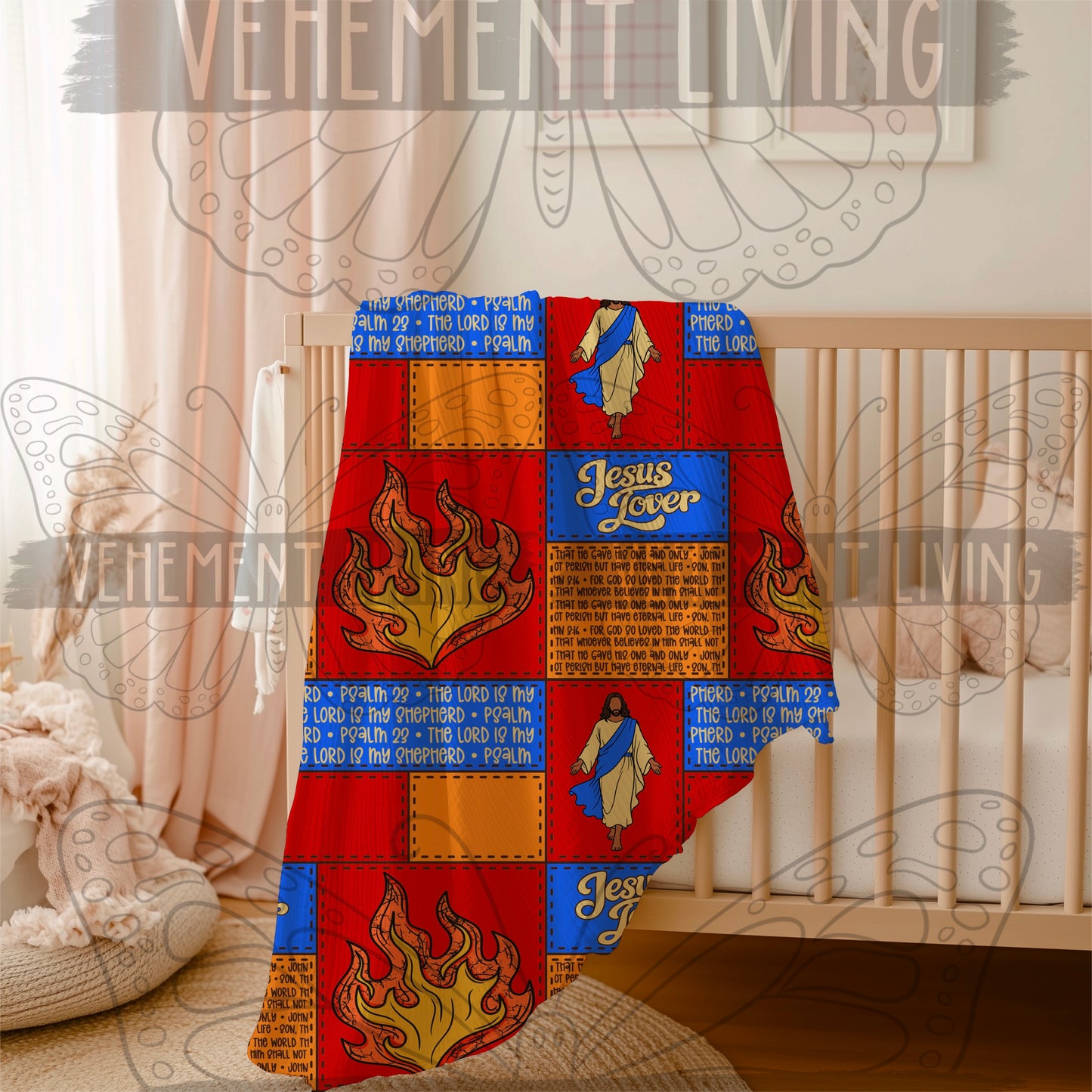 Fire for Jesus Blue Seamless Paper