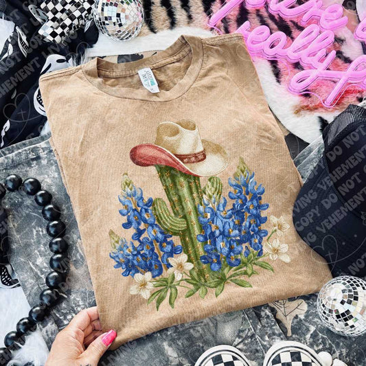 Cactus with Bluebonnets digital design | clipart