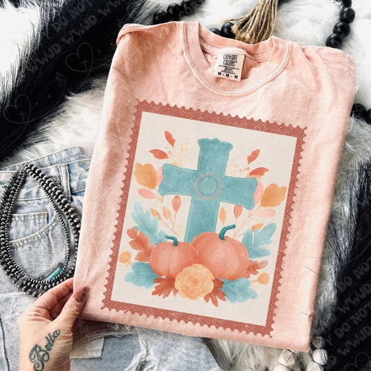 Cyan Cross Autumn Stamp digital design