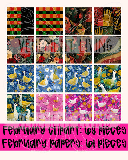 February 2026 Clipart + Papers