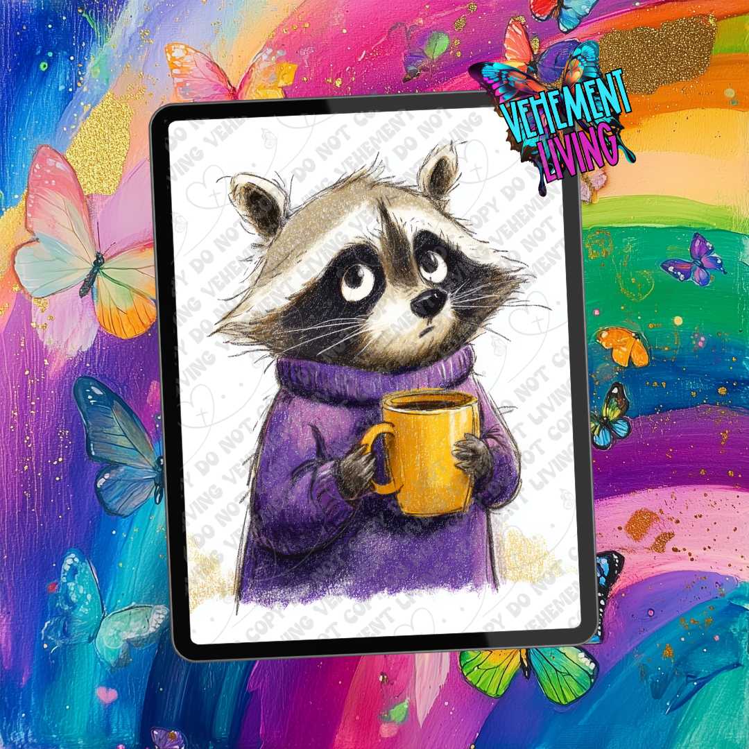 Cartoon Raccoon Coffee Clipart