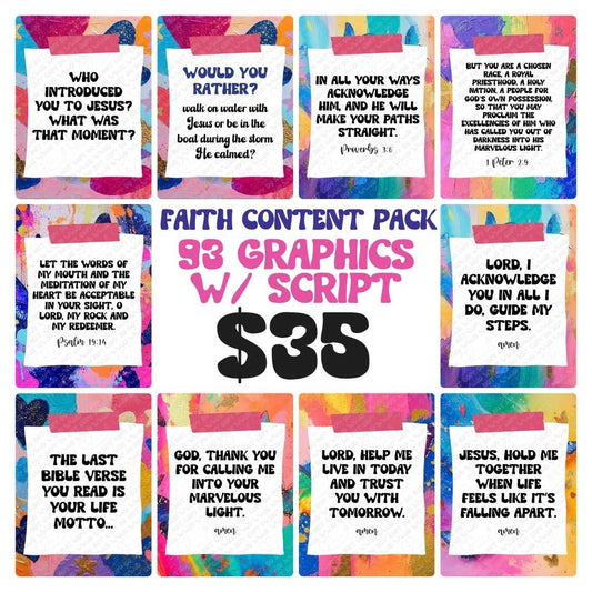 July Faith-Based Content Pack | 93 Social Media Graphics – Scripture, Prayers + Engagement Posts