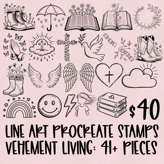 March Lineart PNG + Stamps