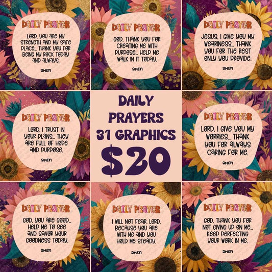 August Daily Prayers Pack | 31 Social Media Graphics