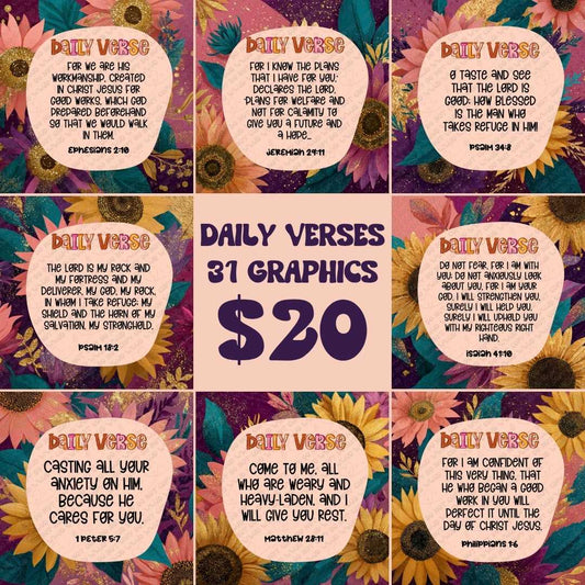 August Daily Verses Pack | 31 Social Media Graphics