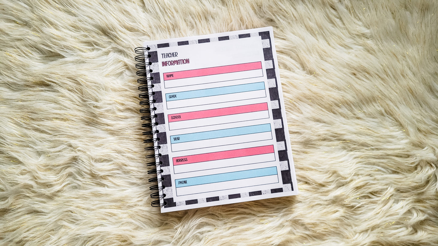 Checkered teacher vibes planner