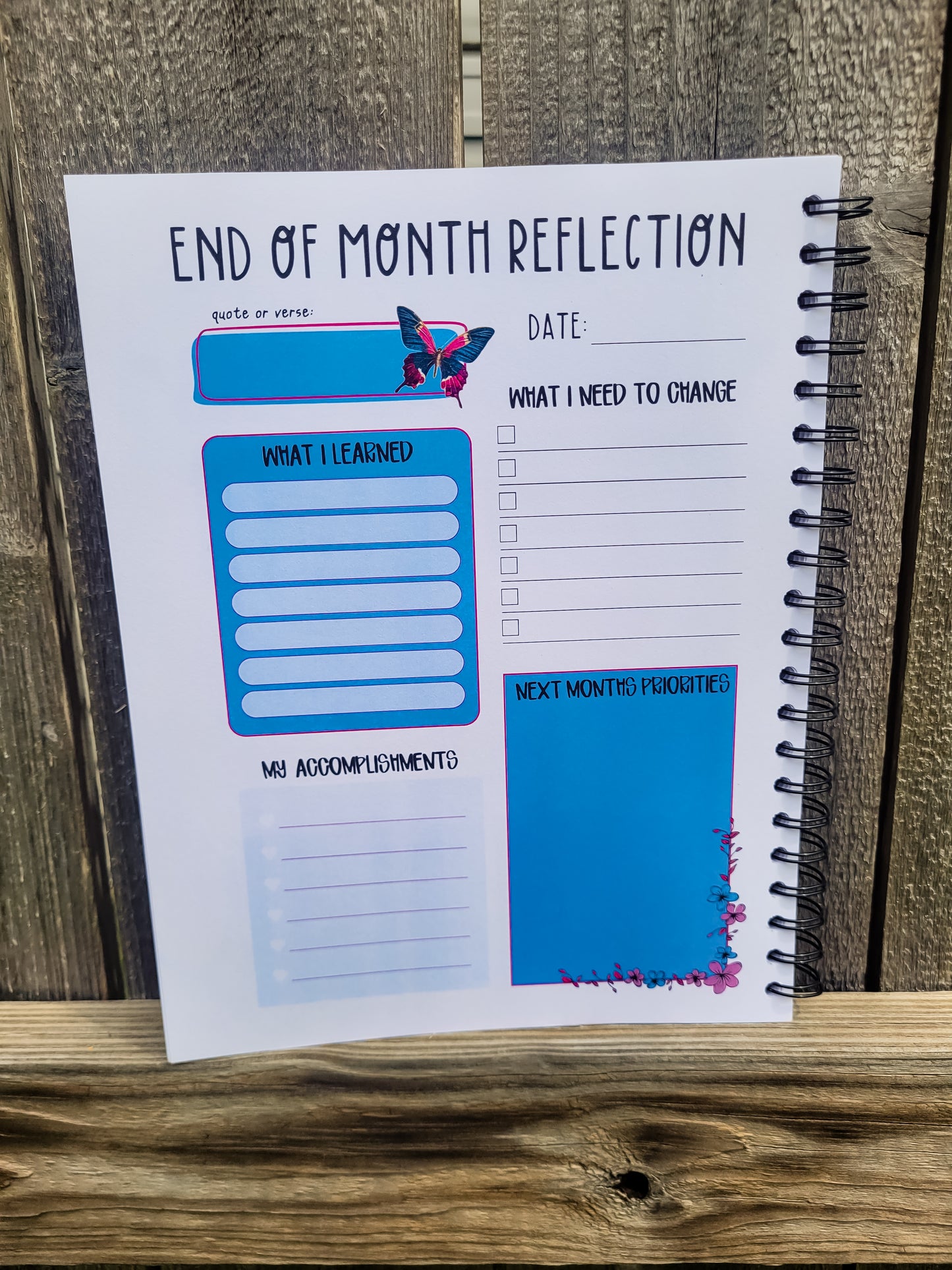 3 Month Daily Planner Neon Butterflies