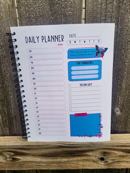 3 Month Daily Planner Neon Butterflies
