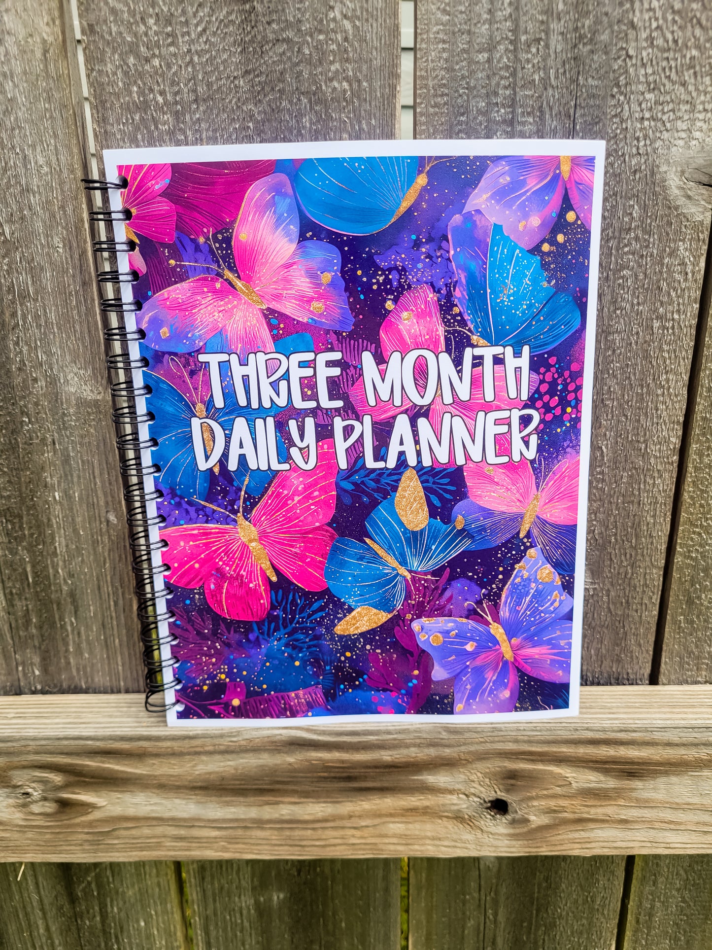 3 Month Daily Planner Neon Butterflies