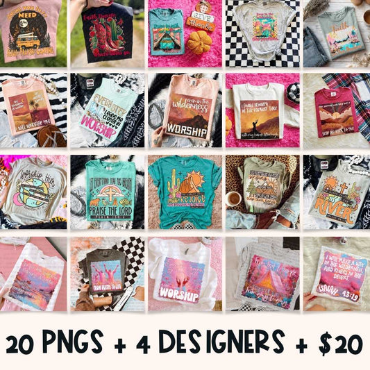 Wilderness to Worship Collab Bundle – 20 Faith-Based PNGs