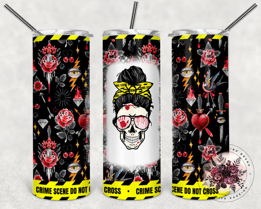 True Crime Skull Messy Bun - Add Your Own Text